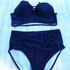 Navy Blue High Waist Bikini